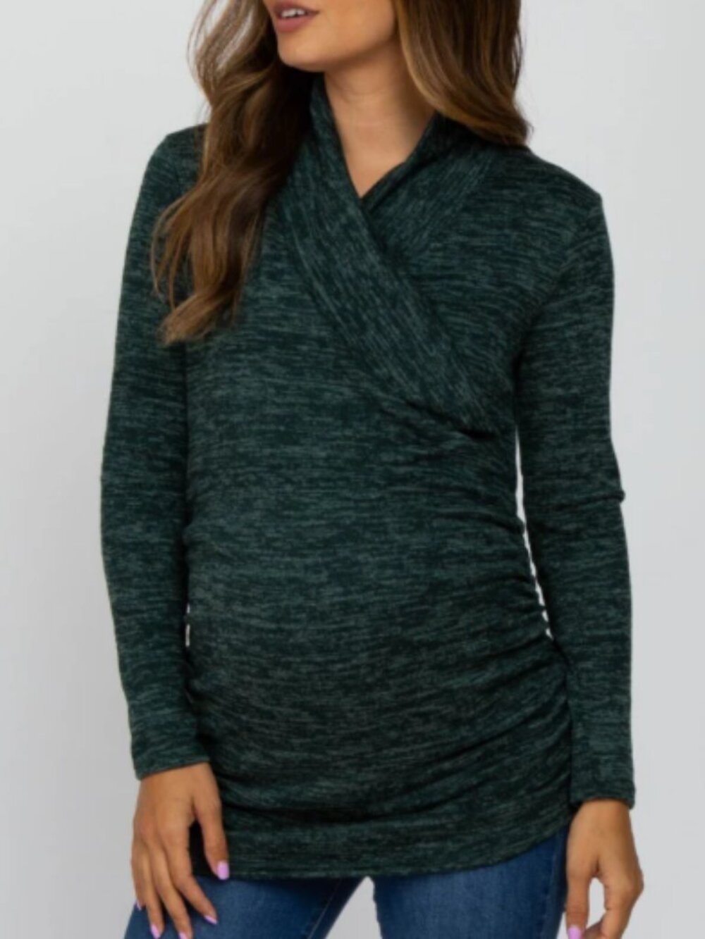 Hello Miz V Neck Wrap Maternity Nursing Sweater Top - Size Large